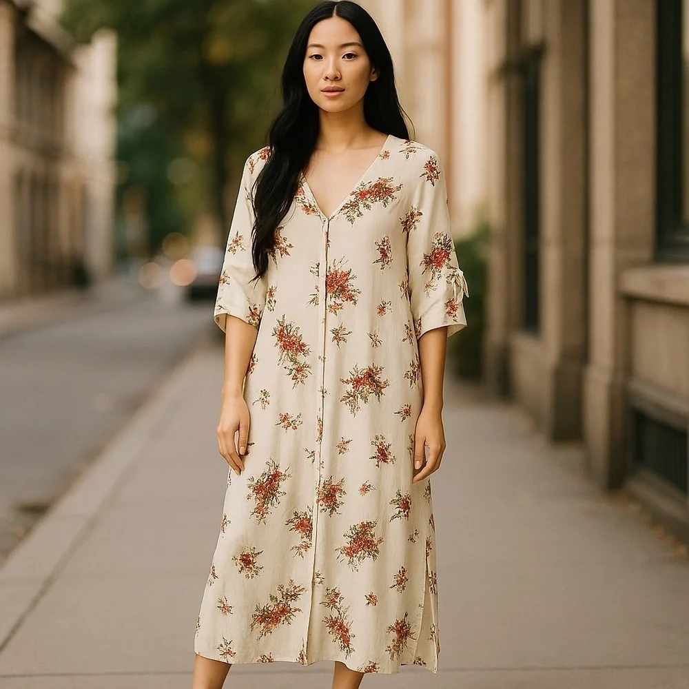 Blushing Heart Floral Ivory Duster - Picture 2 of 9